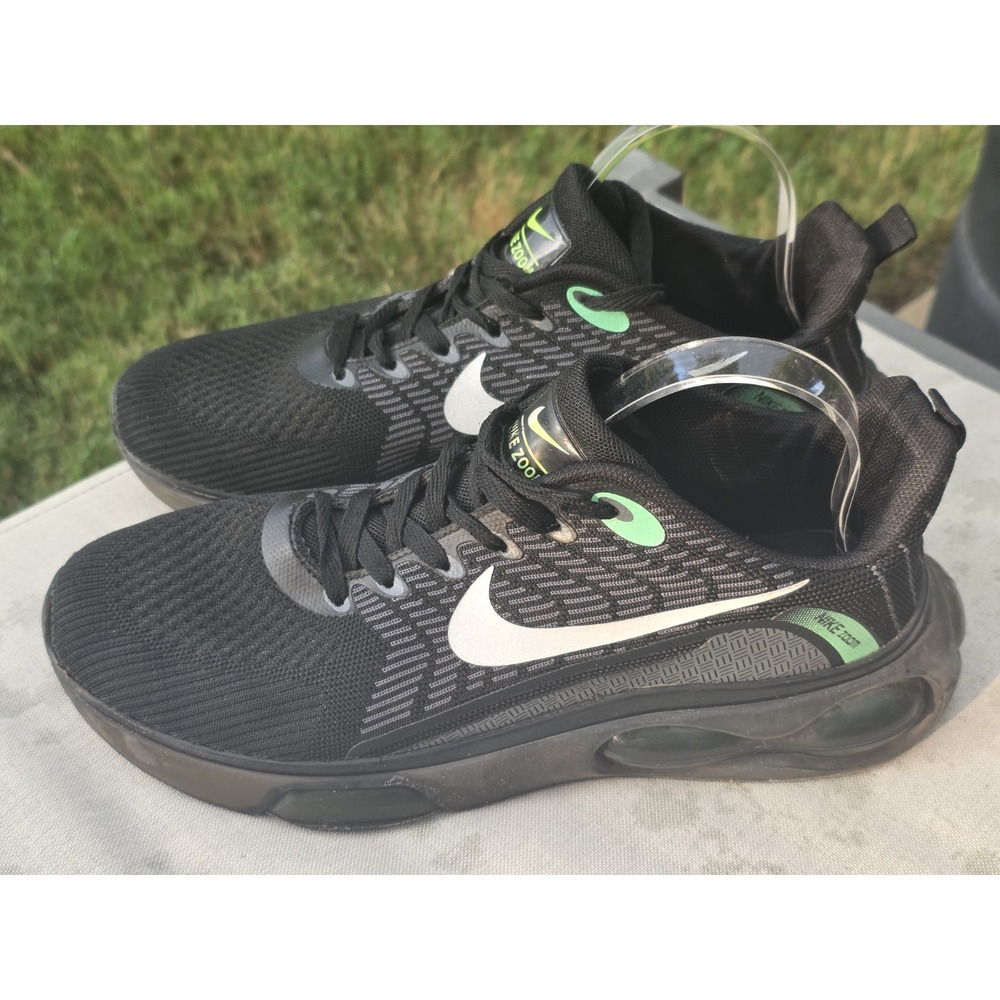 Nike Zoom Running Shoes Mens Black Lime Green Athletic Sneakers Low Top